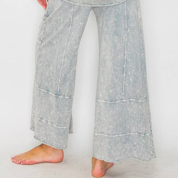 NWT - J. Her: BEST Mineral Wash Wide Leg Cropped Pants [Silver Grey] - Picture 2 of 4